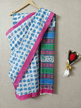 White & Blue Tanya Mittal Inspired Quirky Cotton Sarees