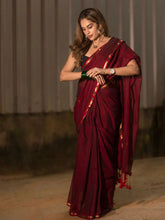 Timeless Grace in Maroon Mul Cotton Saree
