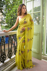 Mint Green & Pink Mul Mul Cotton Sarees with Doll Embroidery