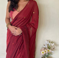 Maroon Khadi Cotton Saree | Cotton Saree Ethnic Dori
