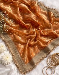 Rustic Gold Banarasi Glass Tissue Silk Saree