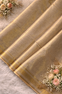 Golden Zari Pure Tissue Cotton Saree | Cotton Saree Ethnic Dori
