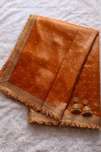Rustic Gold Banarasi Glass Tissue Silk Saree