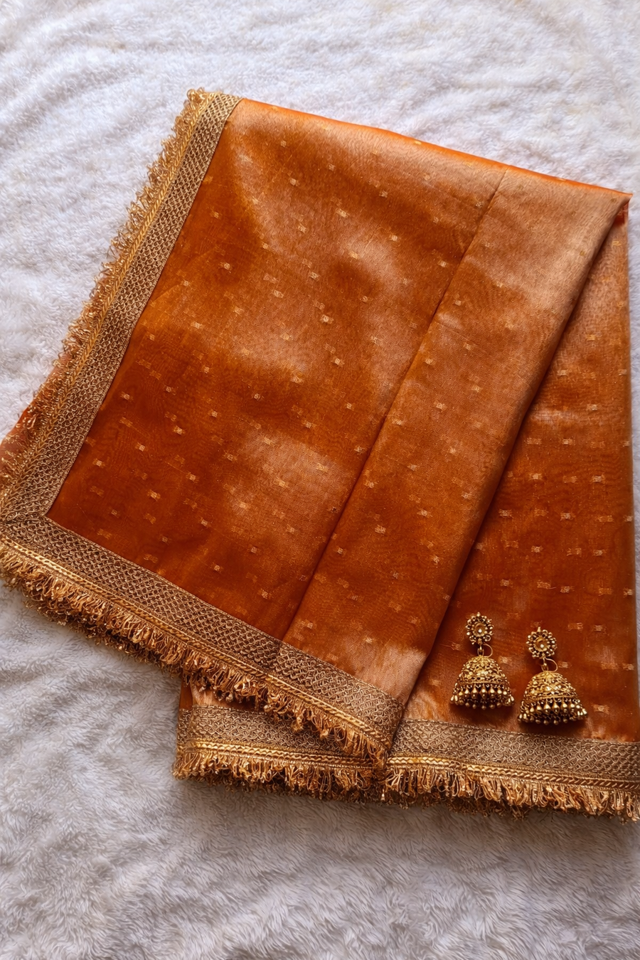 Rustic Gold Banarasi Glass Tissue Silk Saree