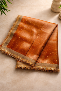 Rustic Gold Banarasi Glass Tissue Silk Saree