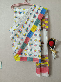 Pastel Pankhi Parade Quirky Cotton Saree By Ethnic Dori