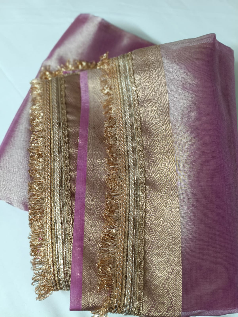 Mauve Mist Banarasi Glass Tissue Saree  By Ethnic Dori