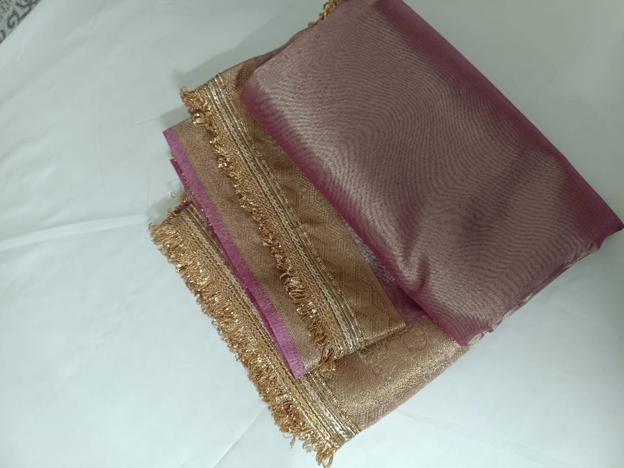 Mauve Mist Banarasi Glass Tissue Saree  By Ethnic Dori
