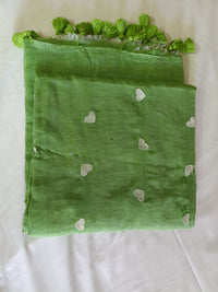 Minty Love Mul Mul Cotton Saree with Tassels  By Ethnic Dori