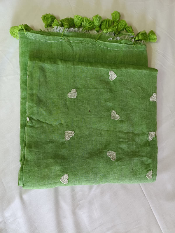 Minty Love Mul Mul Cotton Saree with Tassels  By Ethnic Dori