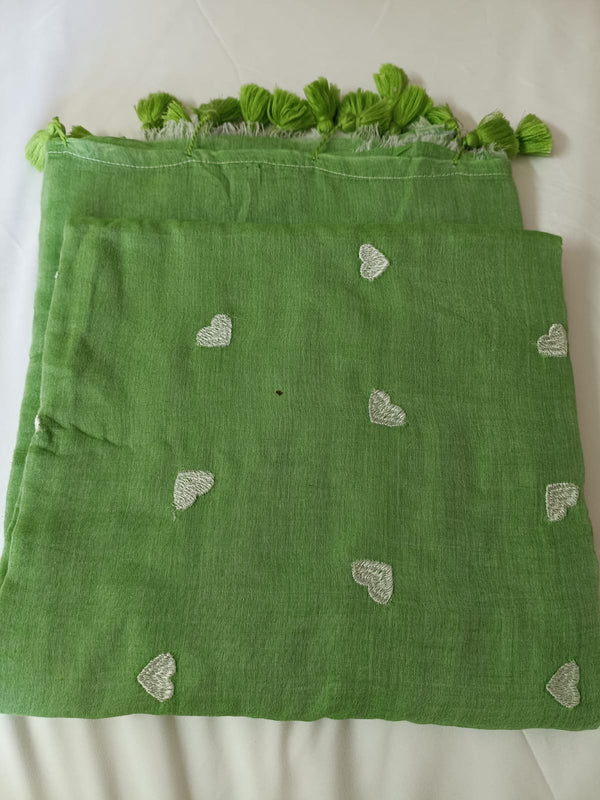 Minty Love Mul Mul Cotton Saree with Tassels  By Ethnic Dori