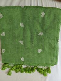 Minty Love Mul Mul Cotton Saree with Tassels  By Ethnic Dori