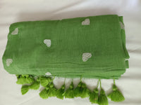 Minty Love Mul Mul Cotton Saree with Tassels  By Ethnic Dori
