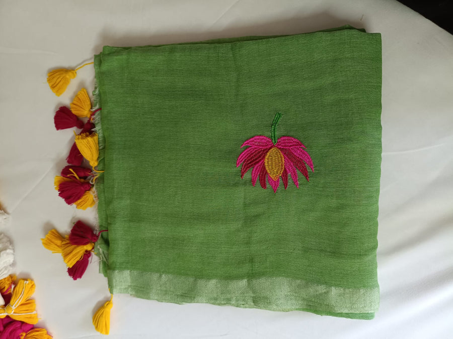 Hari Kamal Grace Mul Mul Cotton Saree  By Ethnic Dori