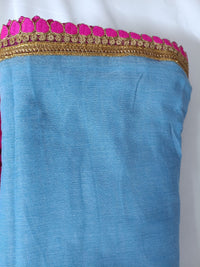 Aqua Grace Pink Lace Border Mul Mul Cotton Saree  By Ethnic Dori