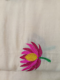 Biege Gulab Mul Mul Cotton Saree with Tassels  By Ethnic Dori