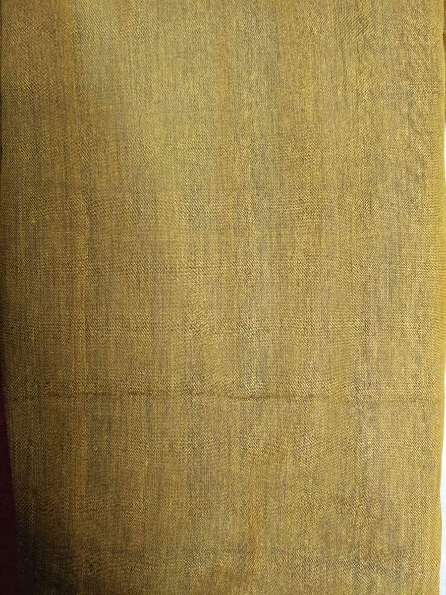 Maroon & Golden Double Color Khadi Cotton Saree