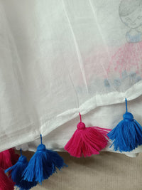 White Mul Mul Cotton Sarees with Doll Embroidery