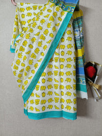 Yellow Jumbo Jingles Quirky Cotton Saree By Ethnic Dori