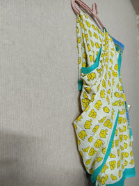 Yellow Jumbo Jingles Quirky Cotton Saree By Ethnic Dori