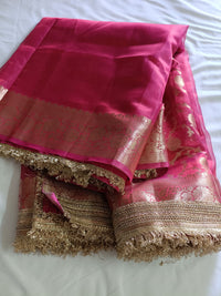 Red Banarasi Glass Tissue Silk Saree